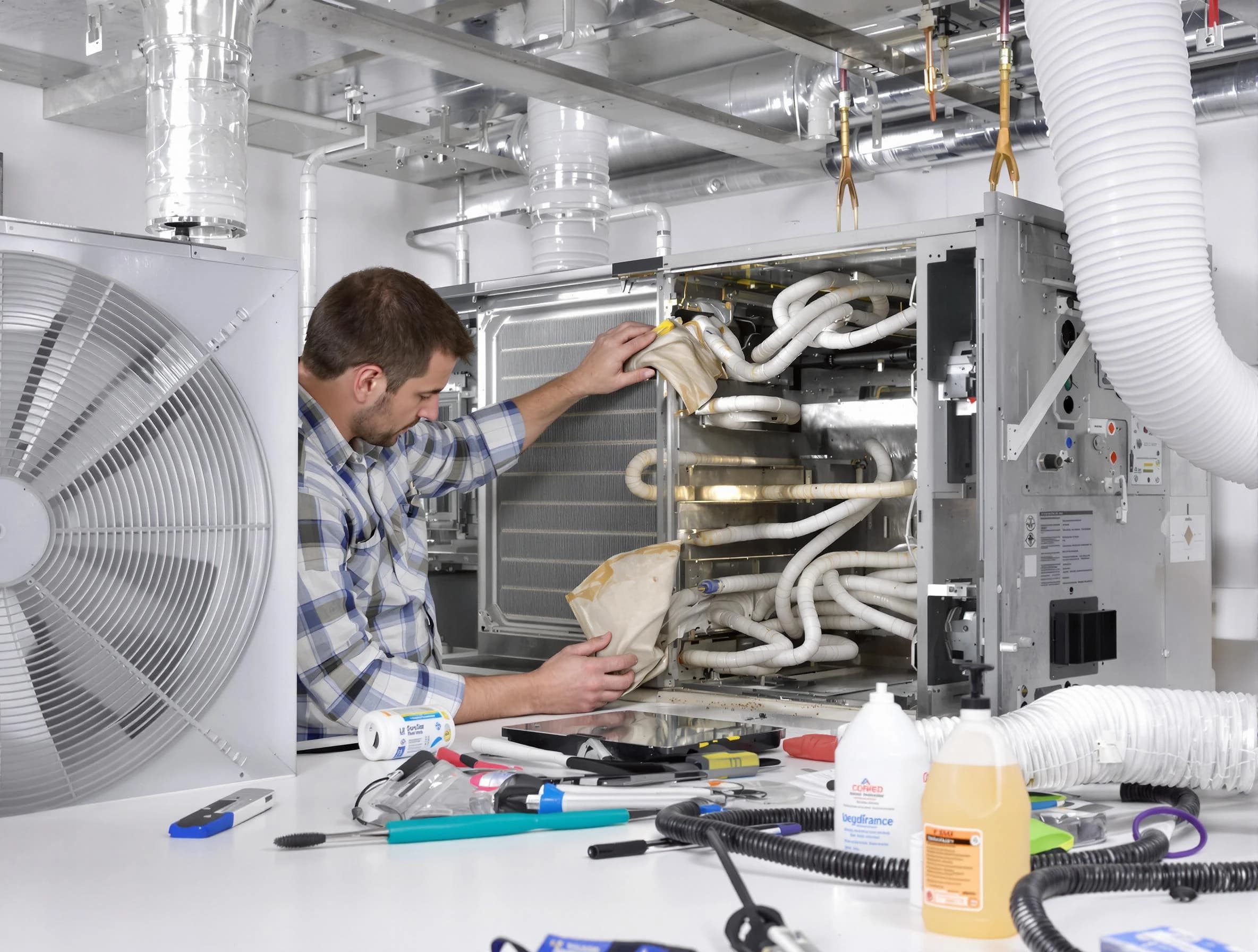 Millersville Air Duct Cleaning specialist performing precision AC coil cleaning in Millersville