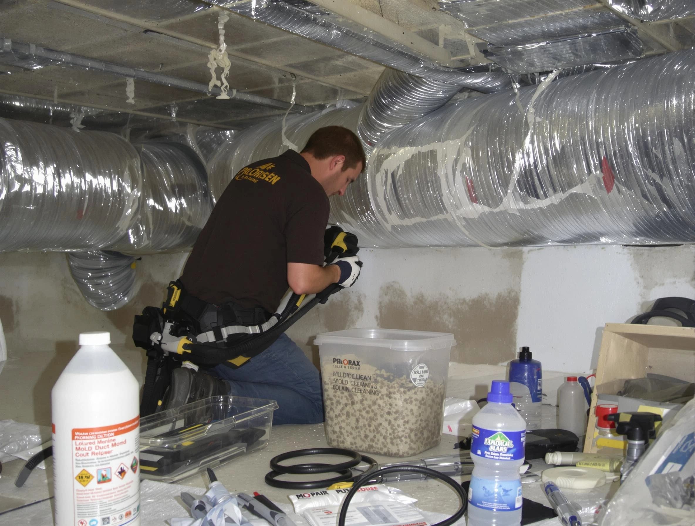 Millersville Air Duct Cleaning specialist performing professional mold removal from air ducts in Millersville