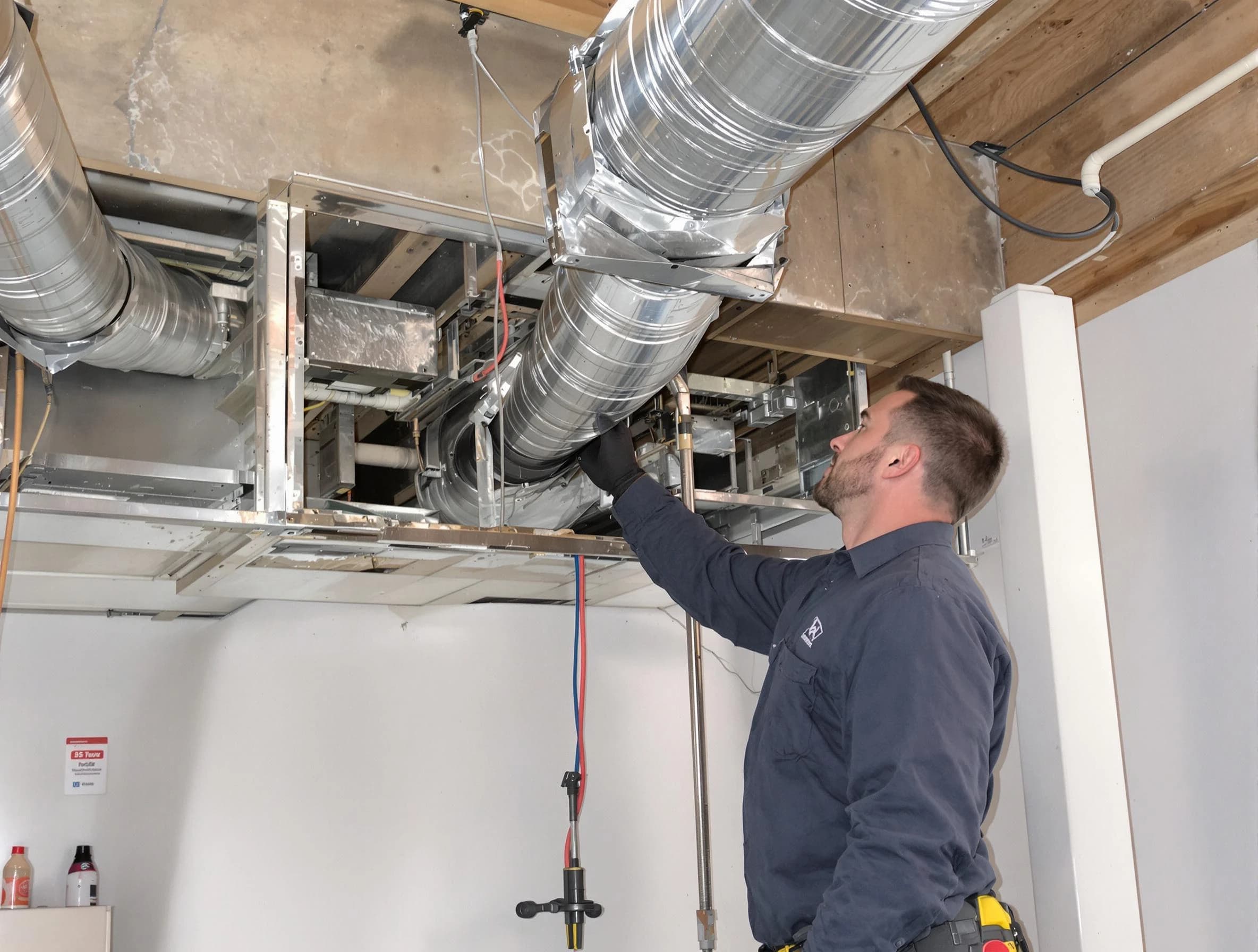 Millersville Air Duct Cleaning technician performing professional air duct repair using specialized tools in Millersville
