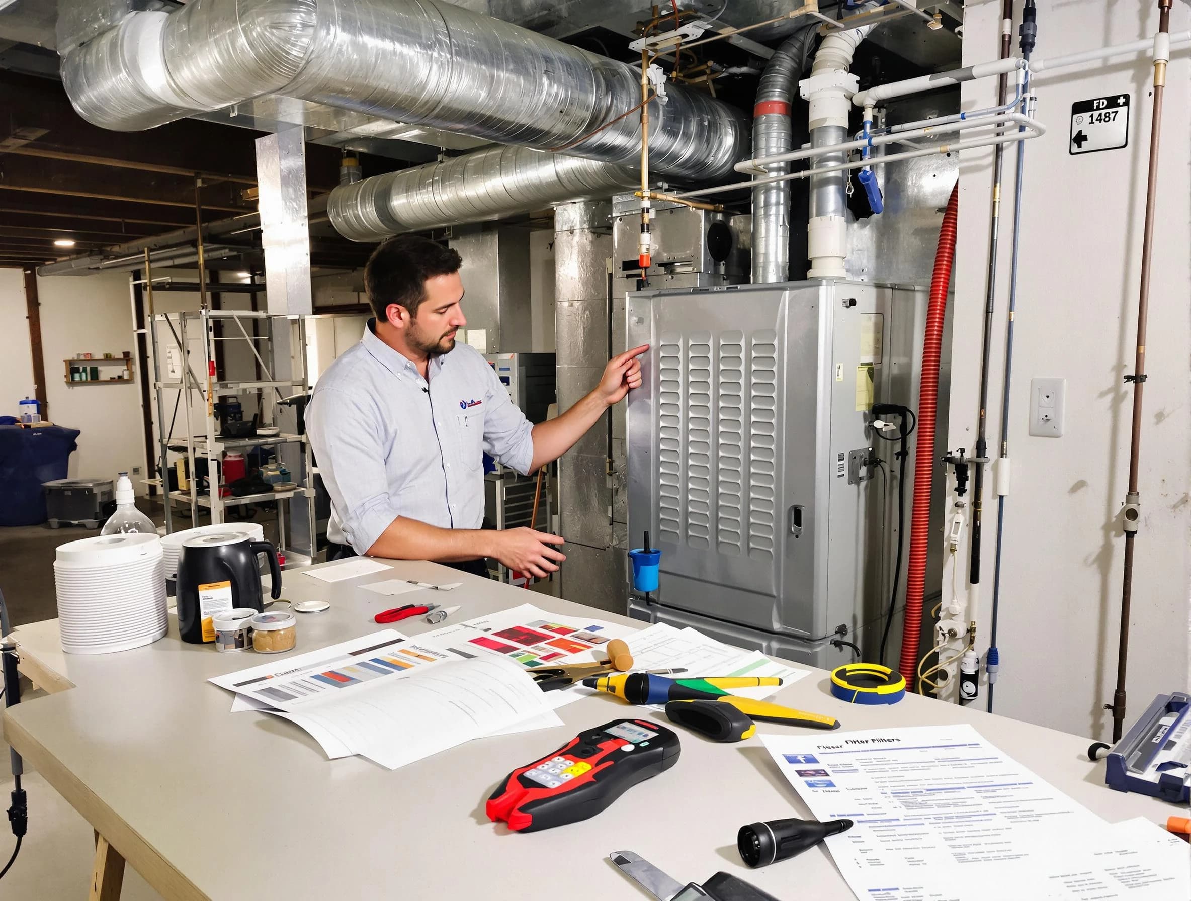 Millersville Air Duct Cleaning inspector conducting detailed filter system evaluation using professional diagnostic tools in Millersville