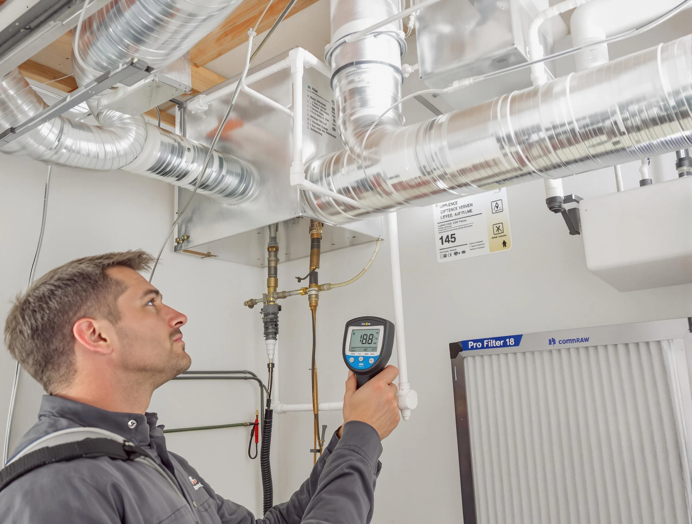 Millersville Air Duct Cleaning expert conducting detailed filter system inspection using diagnostic tools in Millersville