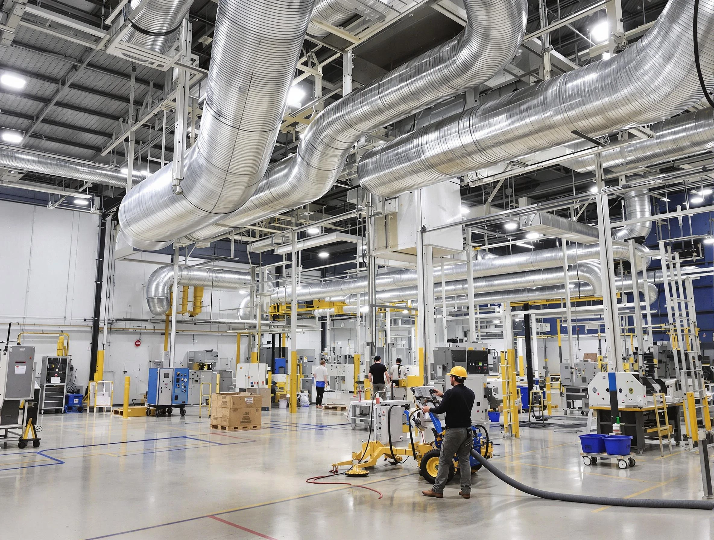 Millersville Air Duct Cleaning team performing comprehensive industrial duct cleaning at a large facility in Millersville